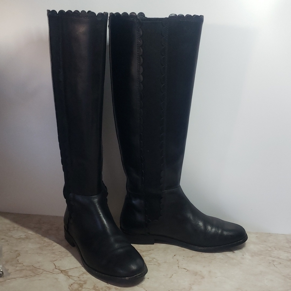 Kate Spade Elegant Black Knee-High Pull On Boots Size 7
